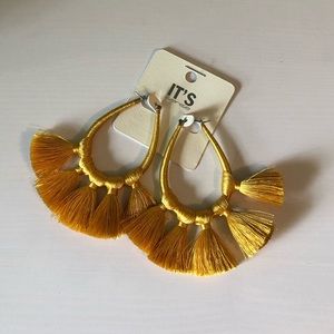 Yellow Teardrop Tassel Earrings